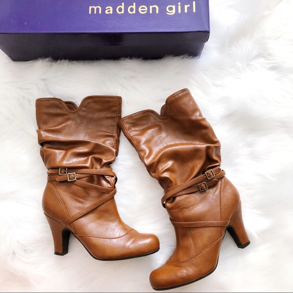Madden Girl Shoes - Madden Girl caramel slouch heel boots